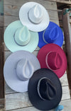 Wide brim panama hat in vegan felt with Jacquard t