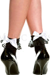 Opaque lace ruffle anklet with satin bow