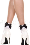 Opaque lace ruffle anklet with satin bow