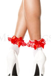 Opaque lace ruffle anklet with satin bow