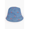 DIONA J HEART EMBROIDERED DENIM BUCKET HAT COLOR LIGHT BLUE