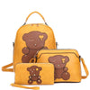 3IN1 CUTE BEAR DESIGN HANDLE BACKPACK W CROSSBODY AND WALLET SET COLOR YELLOW