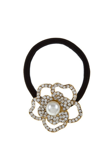 RHINESTONE FOWER HAIR TIE