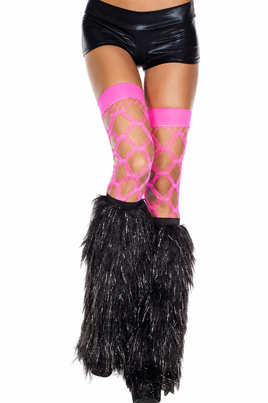 Furry lurex leg warmers