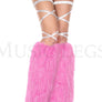 Furry lurex leg warmers