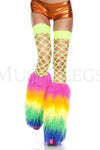Rainbow furry leg warmers (Glow UV Reactive)