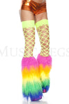 Rainbow furry leg warmers (Glow UV Reactive)