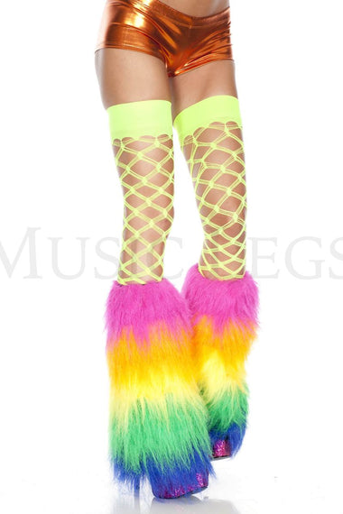 Rainbow furry leg warmers (Glow UV Reactive)