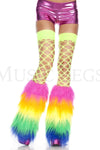 Rainbow furry leg warmers (Glow UV Reactive)