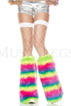 Rainbow faux fur leg warmers