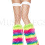 Rainbow faux fur leg warmers