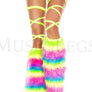 Rainbow faux fur leg warmers