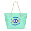 Diona J Evil Eye Shopping Beach Shoulder Tote Bag Mint Green