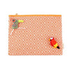 Tucan jacquard pouch/clutch/minibag with 2corsage Orange OS
