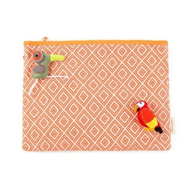 Tucan jacquard pouch/clutch/minibag with 2corsage Orange OS