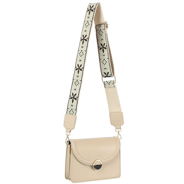 Diona J Women's Modern Smooth Crossbody Bag With Guitar Strap Tan
