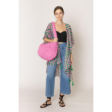 DIONA J GEOMETRIC PRINT KIMONO ONE SIZE COLOR PINK