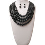 Midnight Black 5 Strand Graduated Pearl Necklace