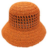 DIONA J SOLID STRAW BUCKET HAT ONE SIZE COLOR ORANGE