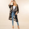 DIONA J FLOWER MESH KIMONO COVER UP ONE SIZE COLOR BLACK