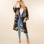 DIONA J FLOWER MESH KIMONO COVER UP ONE SIZE COLOR BLACK