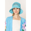 DIONA J SOLID STRAW BUCKET HAT ONE SIZE COLOR BLUE