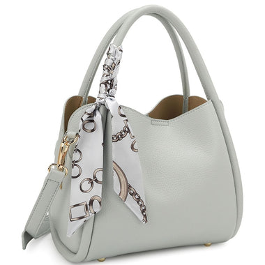 DIONA J WOMEN'S SMOOTH SCARF TOP HANDLE SATCHEL BAG COLOR INDIGO BLUE