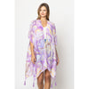DIONA J SWIRL BORDER PRINT KIMONO ONE SIZE COLOR PURPLE