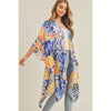 DIONA J TROPICAL PINEAPPLE KIMONO ONE SIZE COLOR NAVY BLUE