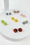 VARIETY OF SPORTS BALL EPOXY STUD EARRINGS