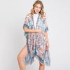 DIONA J ABSTRACT PAISLEY PRINT KIMONO CARDIGAN ONE SIZE COLOR TURQUOISE