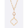 DIONA J BEADED STATION LONG PENDANT NECKLACE GOLD/IVORY