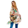 DIONA J FLORAL PRINTED SILKY KIMONO ONE SIZE COLOR BEIGE