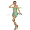 Fantasy Fairy  Pc Leaf Handkerchief Hem Crop Women's Green Costume Set Size M/L