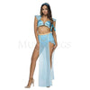 Exotic Blue Princess Stylish Halloween Cosplay Women's Costume Set Size M/L