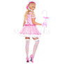 Little Bo Peep 5 Pc Pink Satin Women’s Halloween Cosplay Costume Set Size S/M
