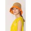 DIONA J TWO TONE STRAW BUCKET HAT ONE SIZE COLOR ORANGE