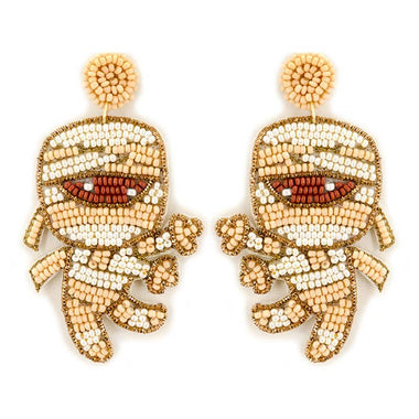 Halloween Seed Bead Mummy Statement Earring