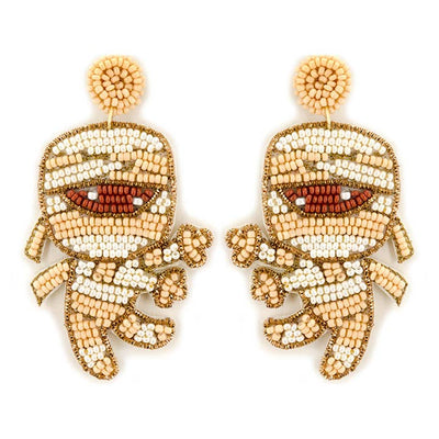 Halloween Seed Bead Mummy Statement Earring