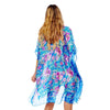 DIONA J FLORAL PRINTED SILKY KIMONO ONE SIZE COLOR BLUE