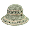 CC PAPER STRAW HAND CROCHET CLOTHE IN THIN STRIPE PATTERNS BUCKET HAT GRAY