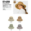 CC PAPER STRAW HAND CROCHET CLOTHE IN THIN STRIPE PATTERNS BUCKET HAT BROWN