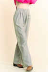 Davi & Dani Rhinestone Elastic Waist Wide Leg Pants