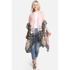 DIONA J MIXED PRINT COVER UP KIMONO ONE SIZE COLOR PINK