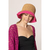 DIONA J TWO TONE STRAW BUCKET HAT ONE SIZE COLOR FUCHSIA