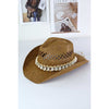 DIONA J SEA SHELL HAT BAND COWBOY STRAW HAT COLOR BROWN