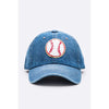 DIONA J CHENILLE BASEBALL PATCH DENIM CAP LIGHT DENIM