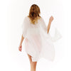DIONA J SOLID PLEATED KIMONO CARDIGAN ONE SIZE COLOR WHITE