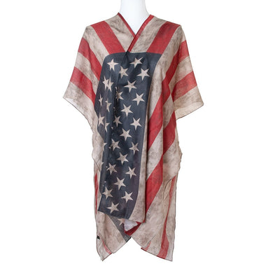 DIONA J AMERICAN FLAG STYLISH SMOOTH KIMONO ONE SIZE MULTICOLOR