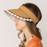 DIONA J STRAW SUN VISOR WITH LACE ONE SIZE COLOR CAMEL BROWN